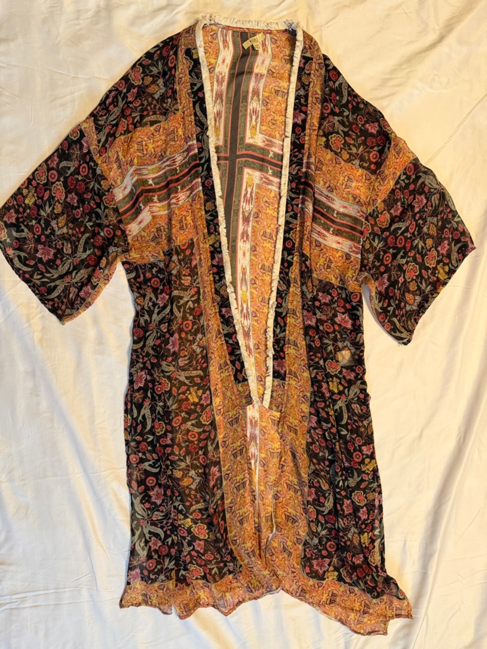 Kori Black Floral & Paisley Kimono Robe